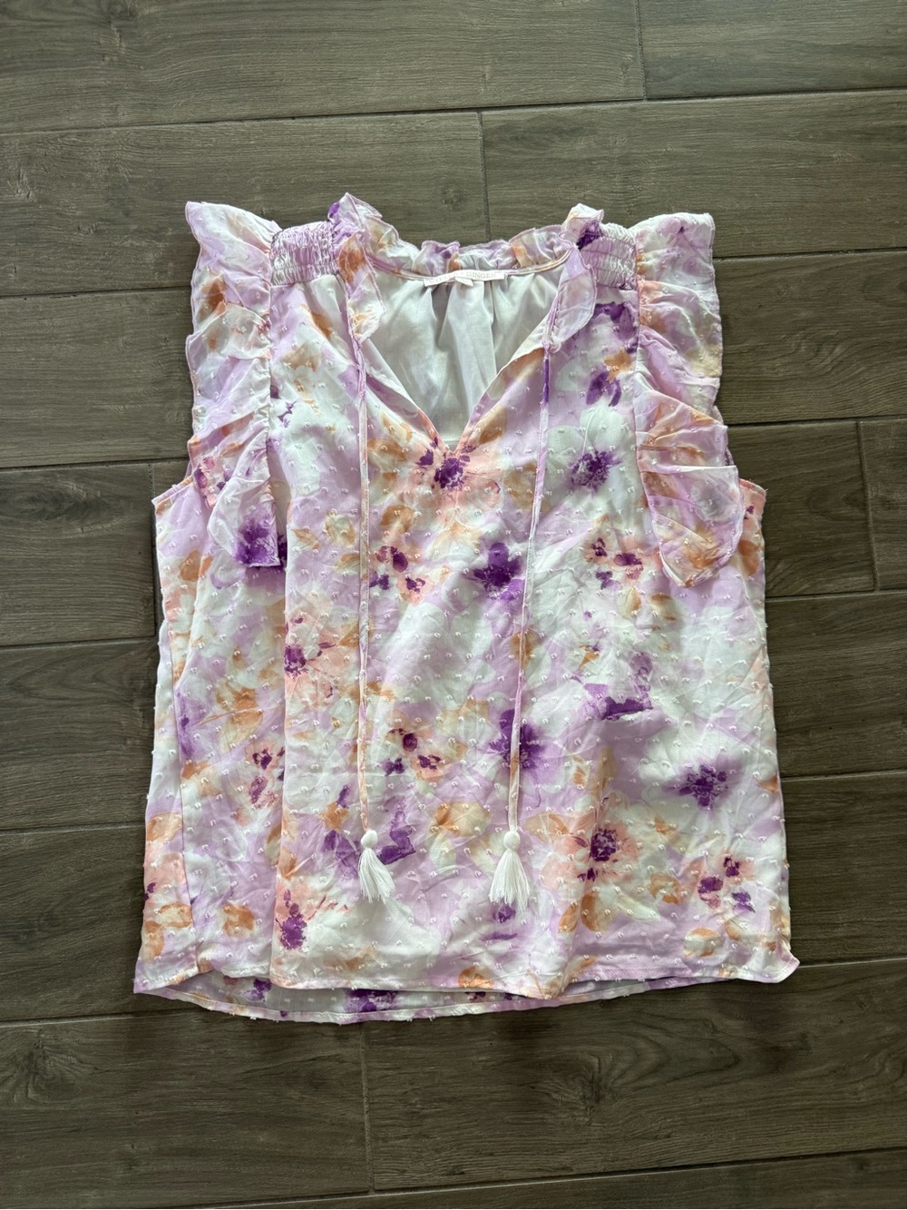 Stella + Ginger Floral Tie-Dye Floral Purple & Peach, Casual, Office, Business